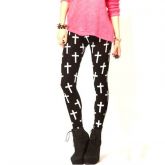 LEGGING PRETO COM CRUCIFÍXOS BRANCOS